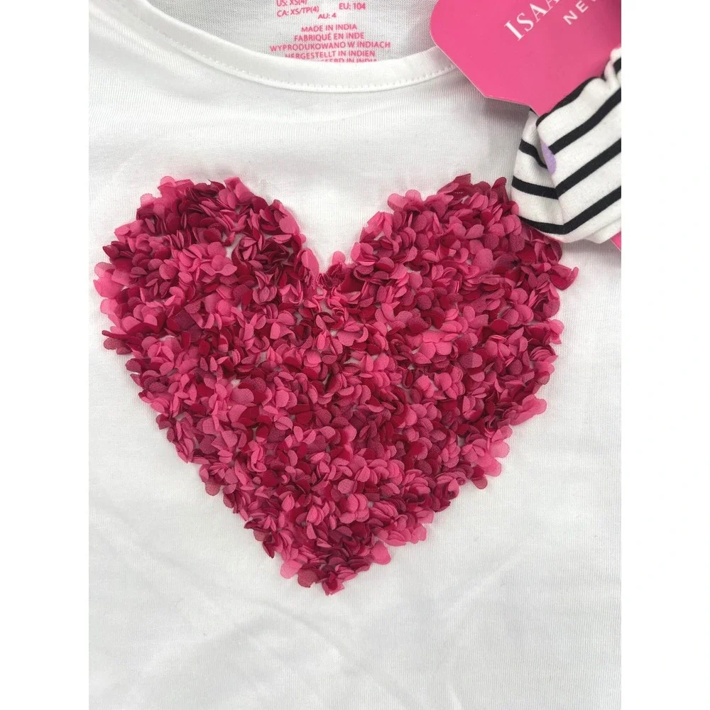Isaac Mizrahi 3 Piece Legging‎ Scrunchie Set Girls XS 4 Heart Applique NWT